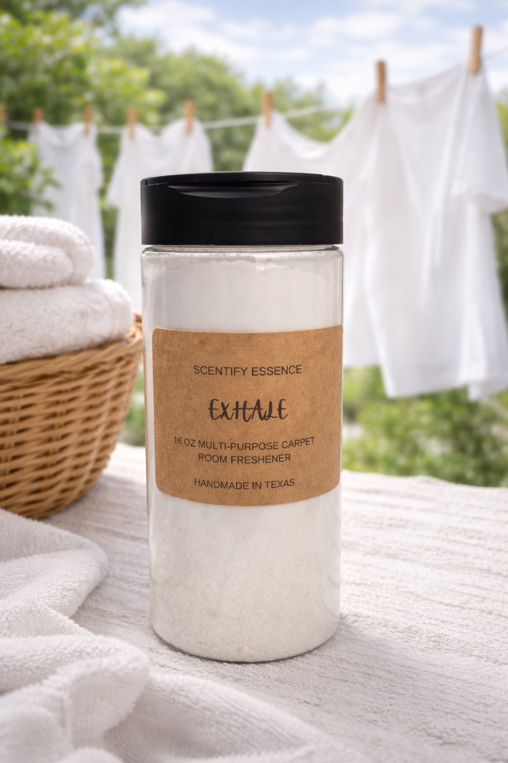 Exhale Clean Cotton Carpet Freshener | Fresh Linen Odor Eliminator for Carpets, Bedding and Car Interiors