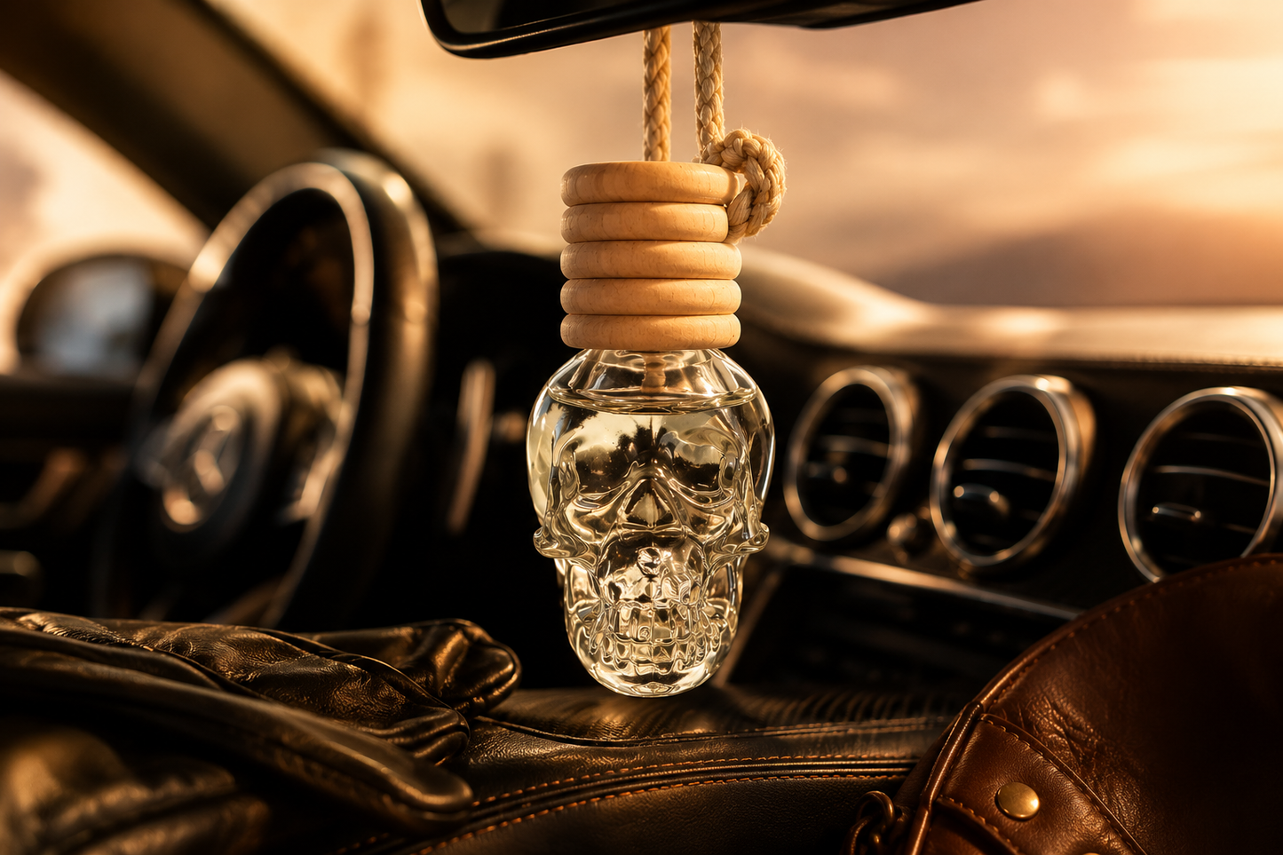Leather Skull Hanging Car Freshener by Scentify Essence