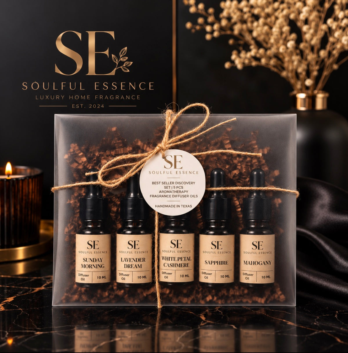 Soulful Essence Discovery Set | 5 Aromatherapy Fragrance Diffuser Oils (10 ml Each)