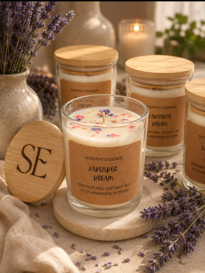 Scentify Essence Lavender Dream scented coconut soy blend candles . 