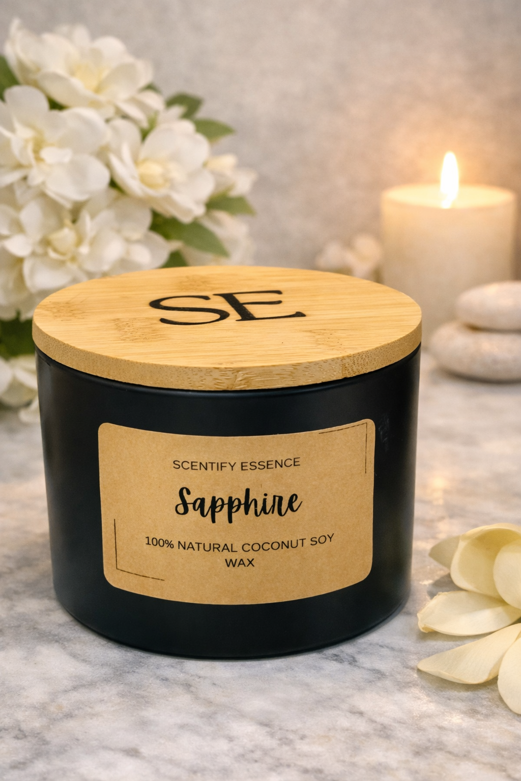 Sapphire – Hand-Poured Coconut Soy Luxury Candle 