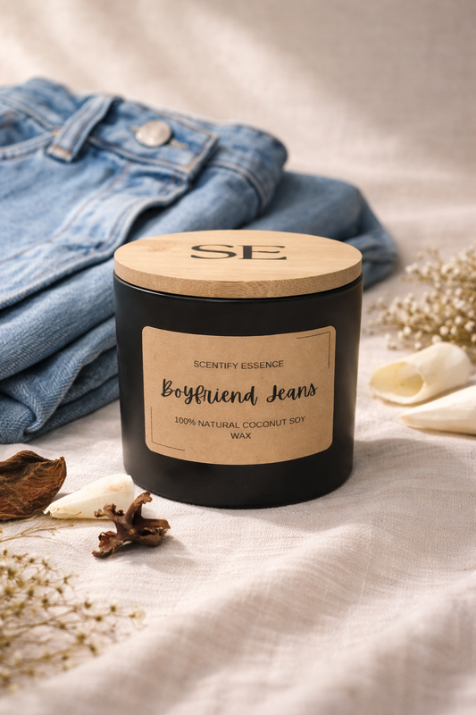 Boyfriend Jeans Luxury Candle – Fresh Floral & Clean Linen Coconut Soy Candle