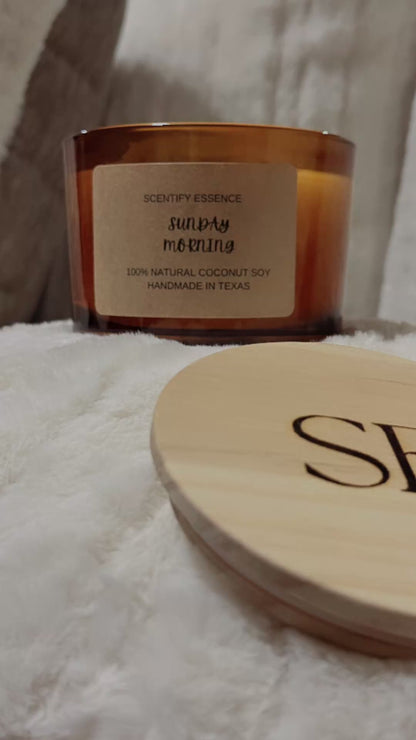 Sunday Morning Luxury Candle – Saffron, Jasmine & Amberwood Blend